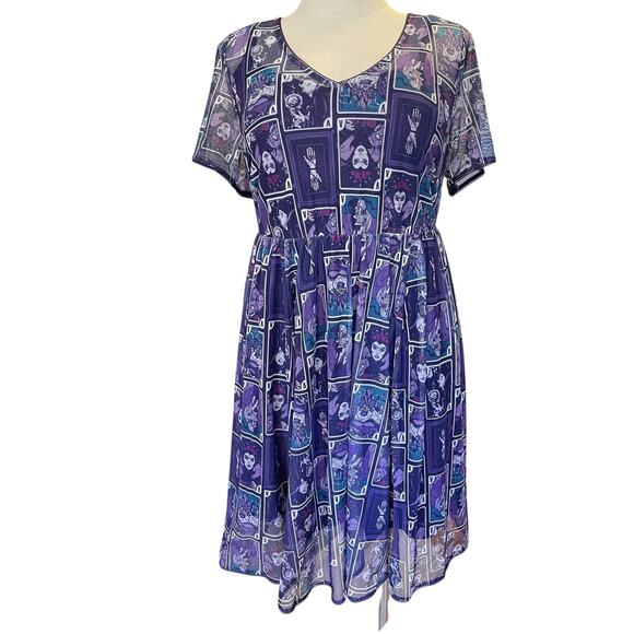 Torrid Plus Size 2 Disney Villains Purple Mesh Skater Dress‎ Punk Gothic Ursula - Picture 1 of 4